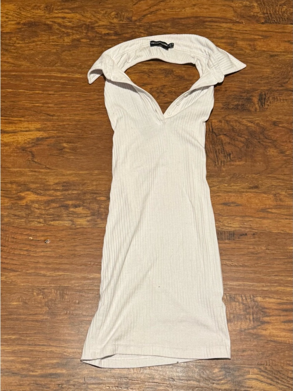 PrettyLittleThing White Ribbed Polo Mini Dress